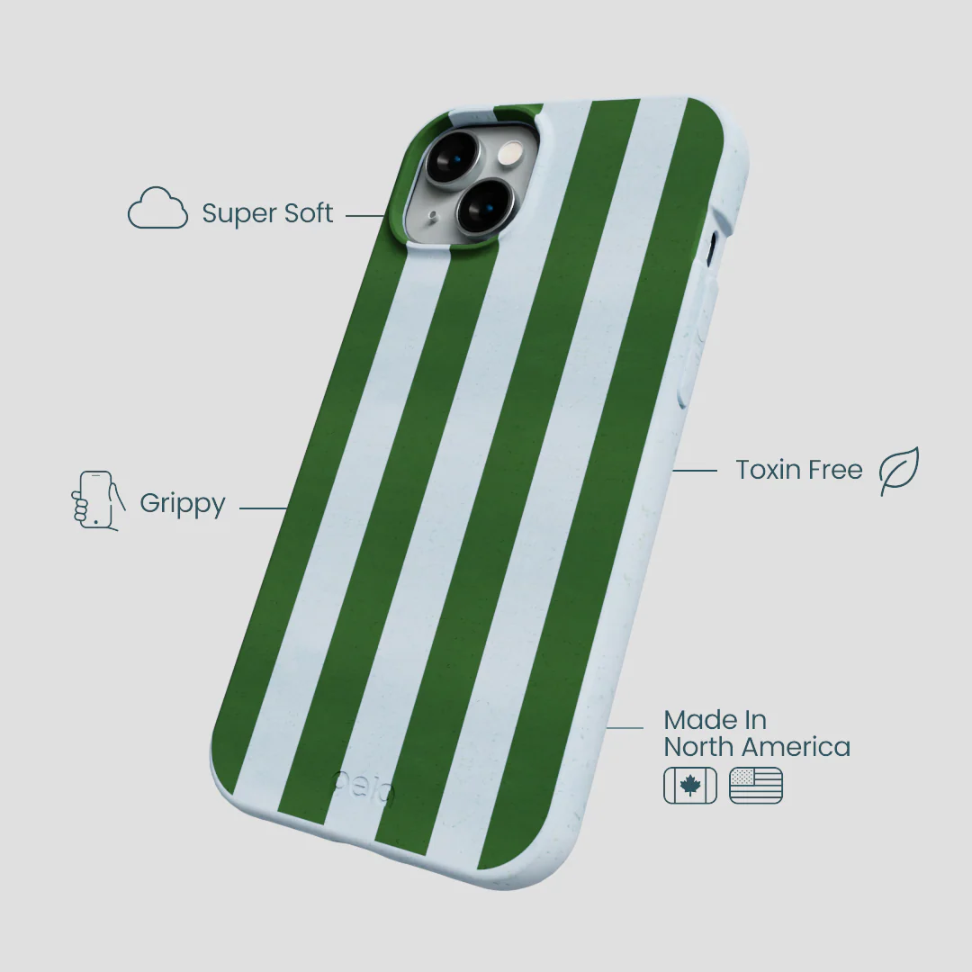 Powder Blue Big Evergreen Stripes iPhone 15 Plus Case - Image 4