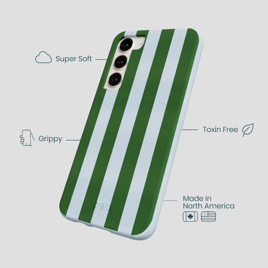 Powder Blue Big Evergreen Stripes Samsung Galaxy S23+(Plus) Case - Image 4