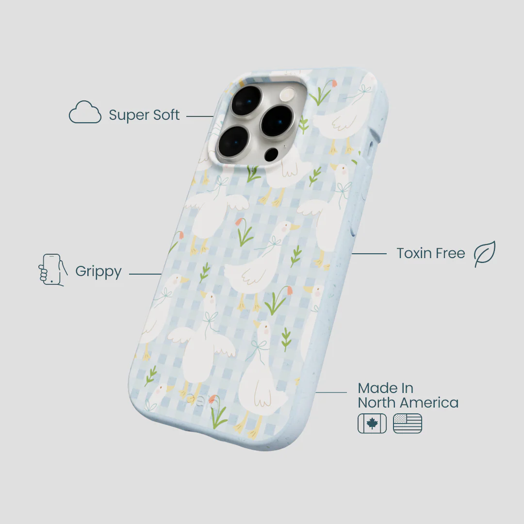 Powder Blue Blooming Quackers iPhone 14 Pro Case - Image 4