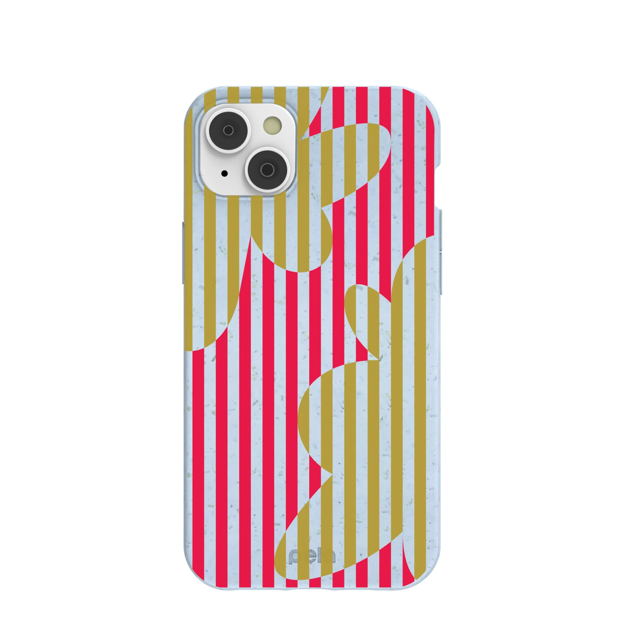 Powder Blue Blooming Stripes iPhone 14 Plus Case