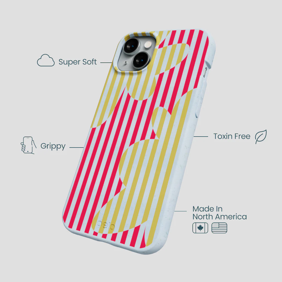 Powder Blue Blooming Stripes iPhone 14 Plus Case - Image 4
