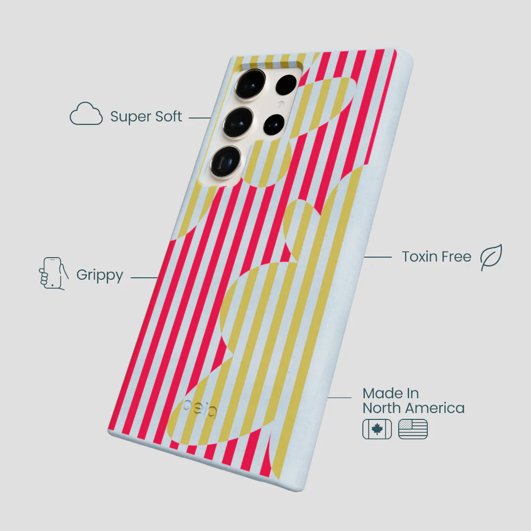 Powder Blue Blooming Stripes Samsung Galaxy S24 Ultra Case - Image 3