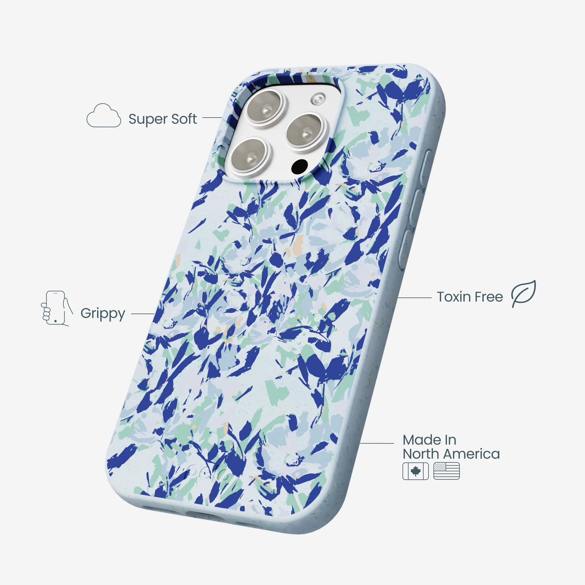 Powder Blue Blue Blooms iPhone 16 Pro Max Case - Image 4