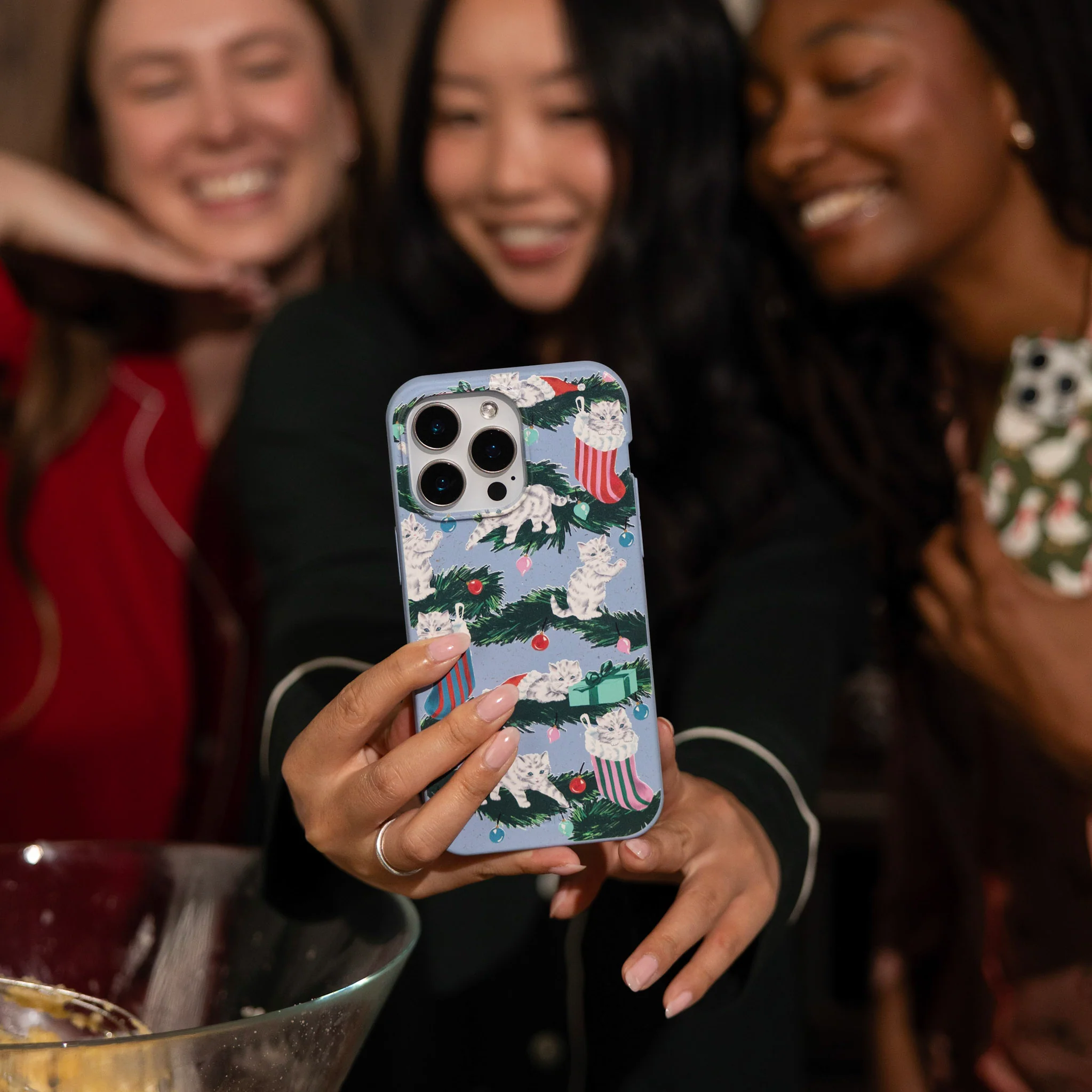 Powder Blue Christmas Kittens Google Pixel 10 Pro XL Case - Image 2