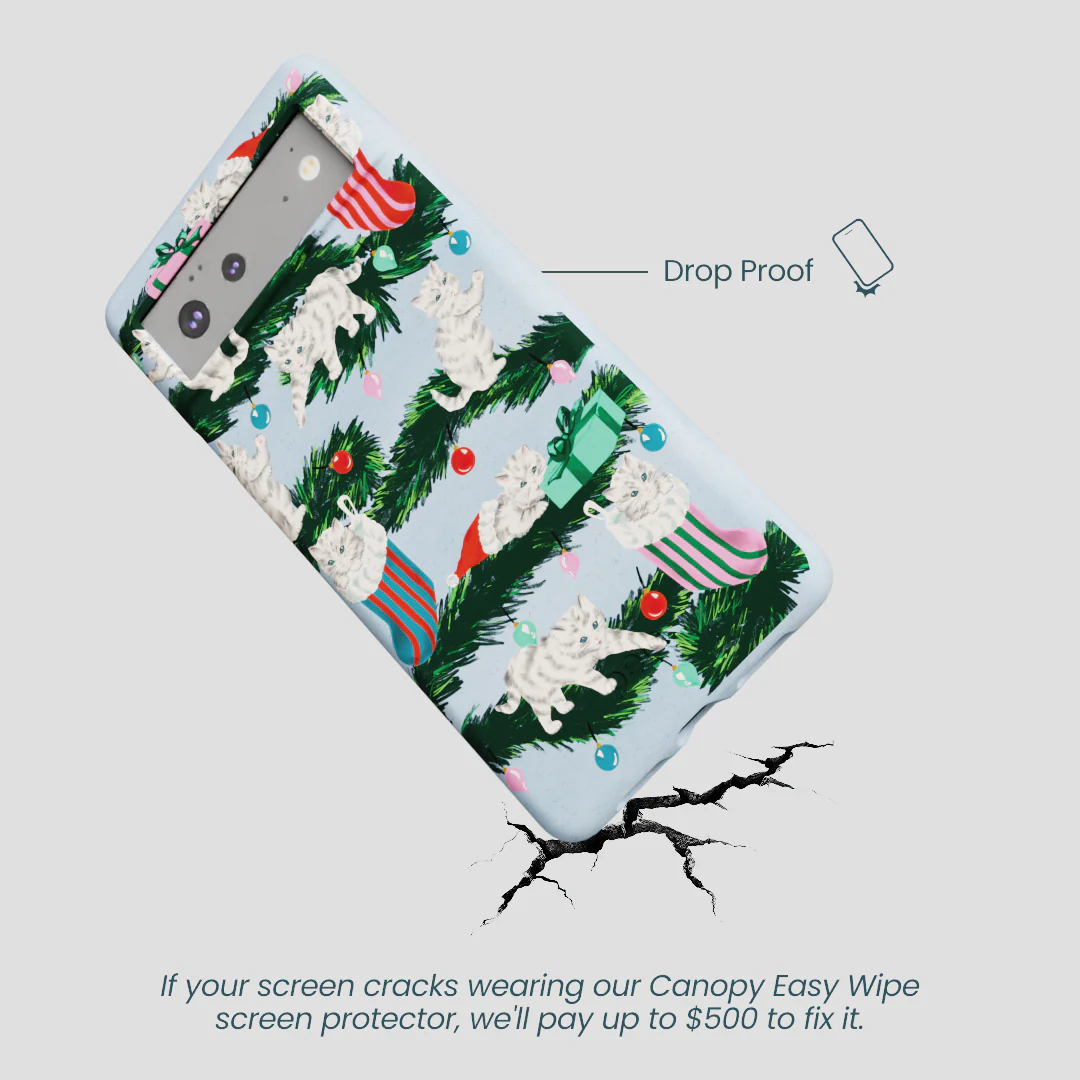 Powder Blue Christmas Kittens Google Pixel 6a Case - Image 5