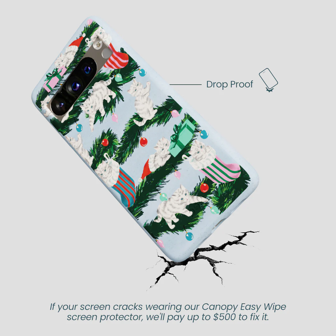 Powder Blue Christmas Kittens Google Pixel 8 Pro Case - Image 5