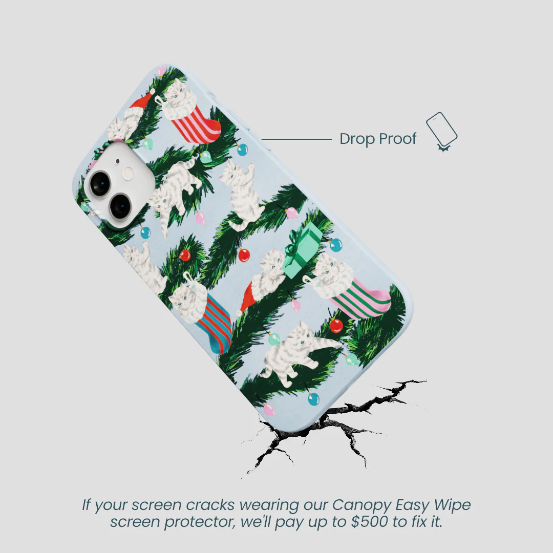 Powder Blue Christmas Kittens iPhone 12/ iPhone 12 Pro Case - Image 5