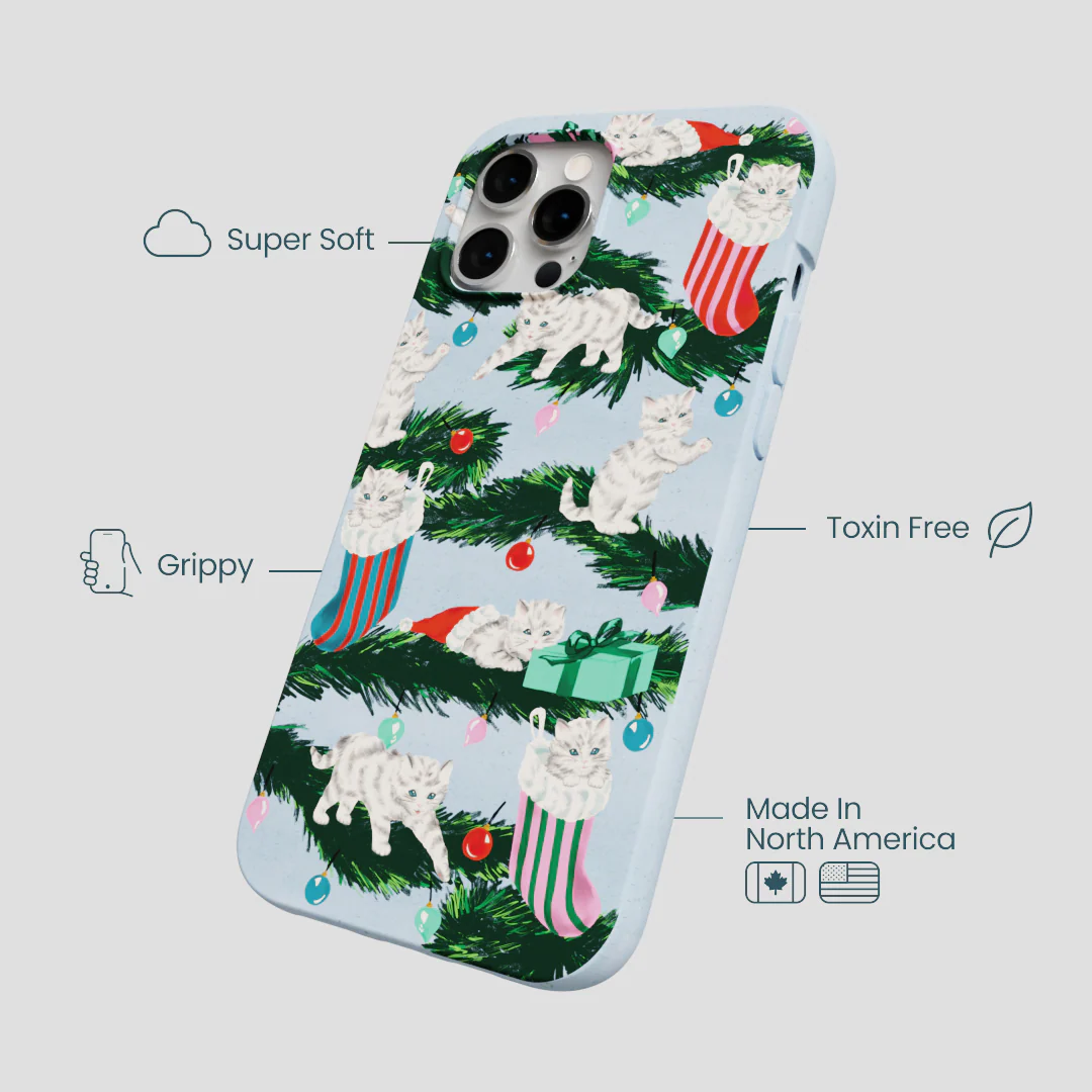 Powder Blue Christmas Kittens iPhone 12 Pro Max Case - Image 4