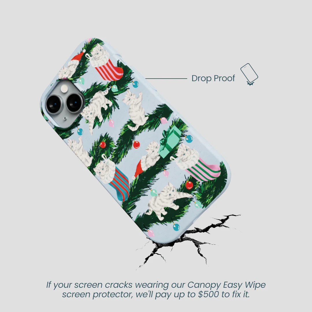 Powder Blue Christmas Kittens iPhone 14 Case - Image 5