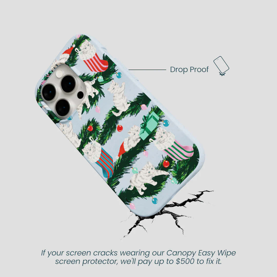Powder Blue Christmas Kittens iPhone 15 Pro Case - Image 5