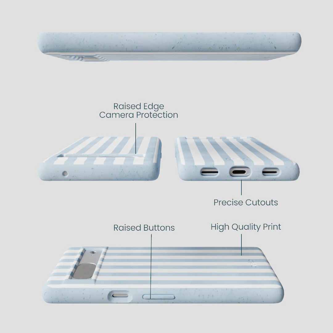 Powder Blue Cloud Stripes Google Pixel 7a Case - Image 3