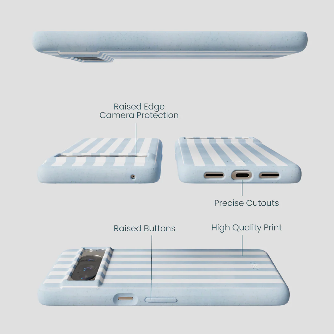 Powder Blue Cloud Stripes Google Pixel 8 Pro Case - Image 3