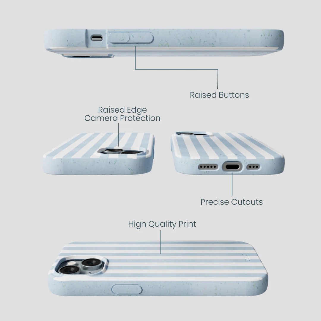 Powder Blue Cloud Stripes iPhone 14 Case - Image 3