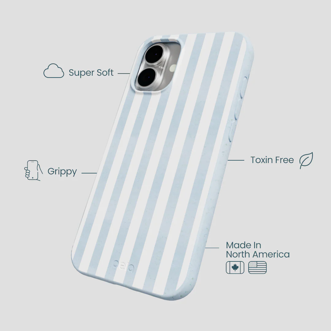 Powder Blue Cloud Stripes iPhone 16 Plus Case - Image 4