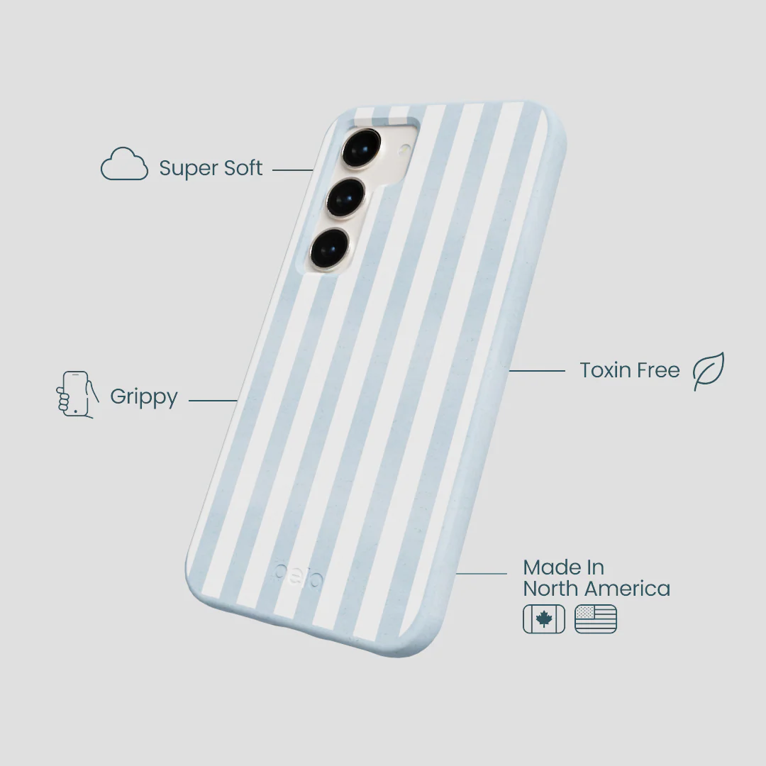 Powder Blue Cloud Stripes Samsung Galaxy S23 Case - Image 4