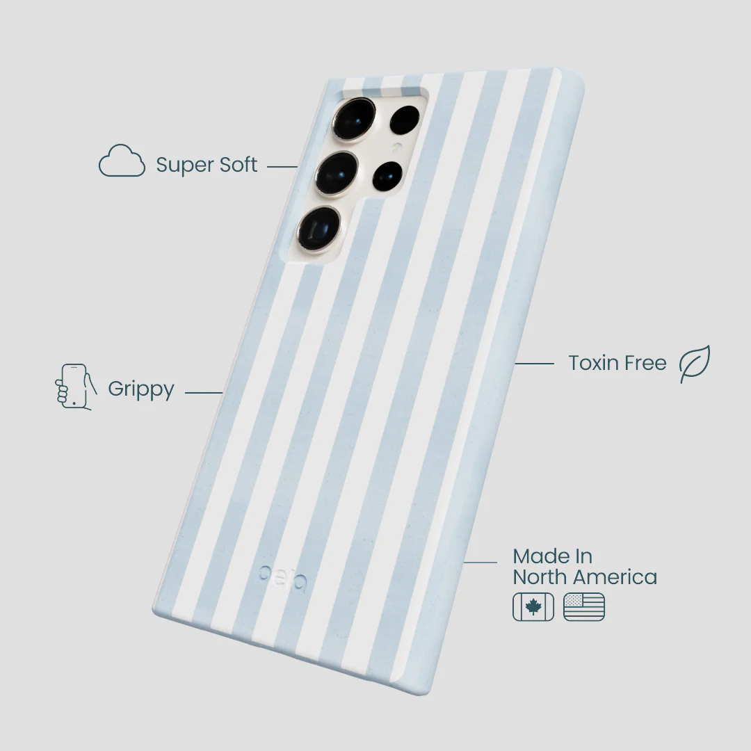 Powder Blue Cloud Stripes Samsung Galaxy S24 Ultra Case - Image 4