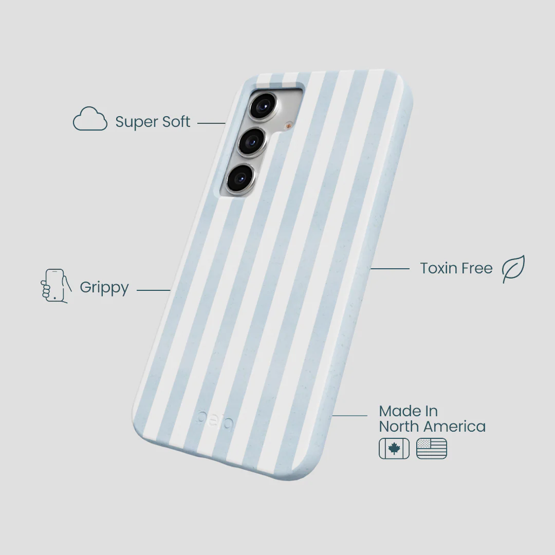 Powder Blue Cloud Stripes Samsung Galaxy S25 Case - Image 4