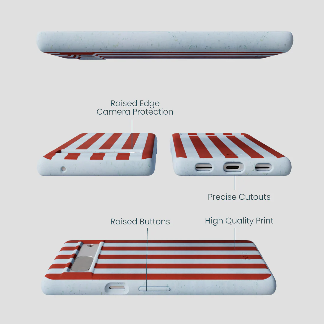 Powder Blue Copper Stripes Google Pixel 7 Case - Image 2