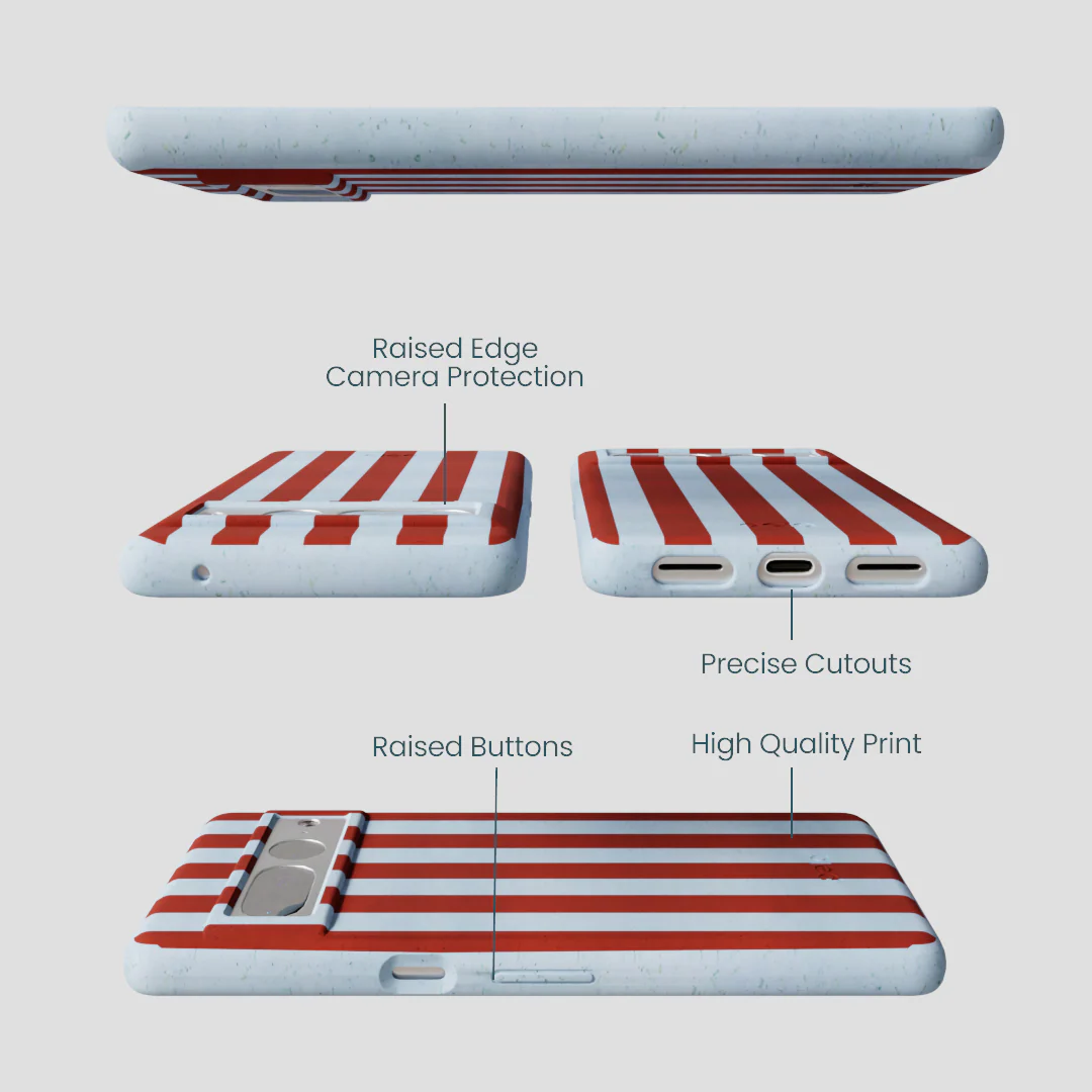 Powder Blue Copper Stripes Google Pixel 7 Pro Case - Image 2