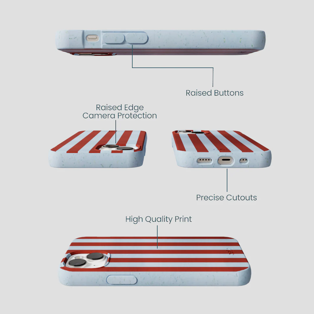 Powder Blue Copper Stripes iPhone 13 Mini Case - Image 3
