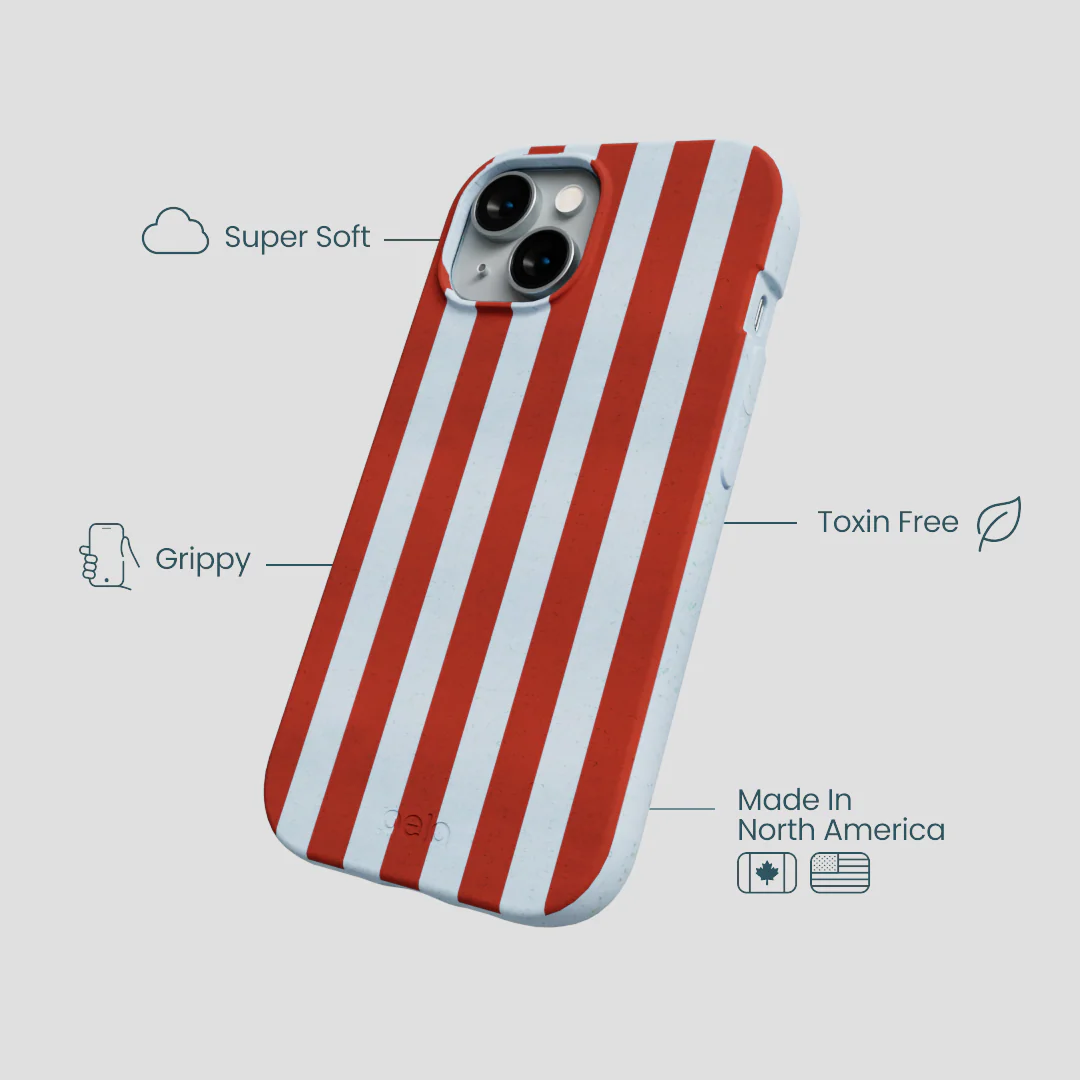 Powder Blue Copper Stripes iPhone 14 Case - Image 4