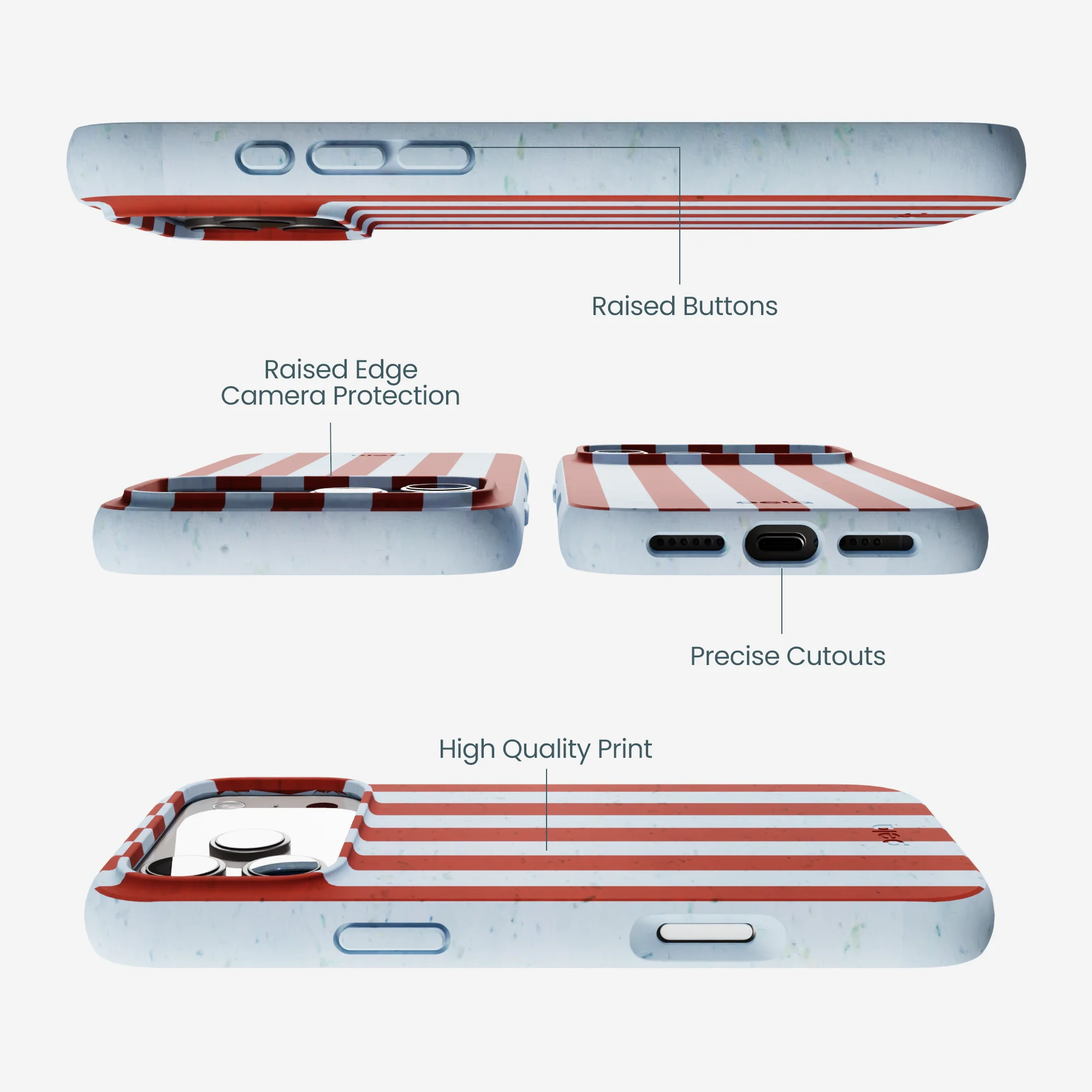 Powder Blue Copper Stripes iPhone 17 Pro Max Case - Image 3
