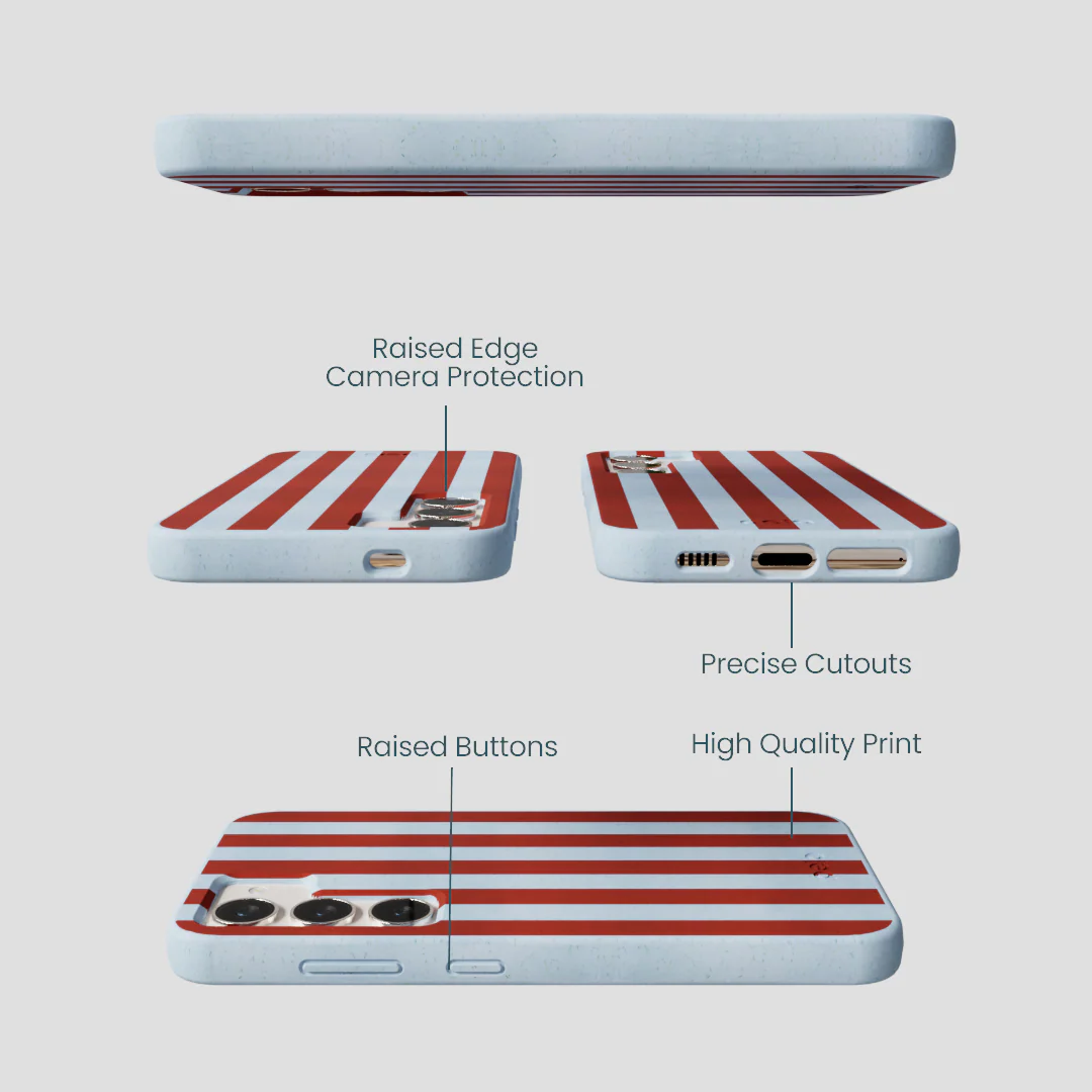 Powder Blue Copper Stripes Samsung Galaxy S23 Case - Image 2