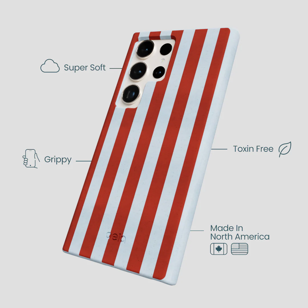 Powder Blue Copper Stripes Samsung Galaxy S24 Ultra Case - Image 3