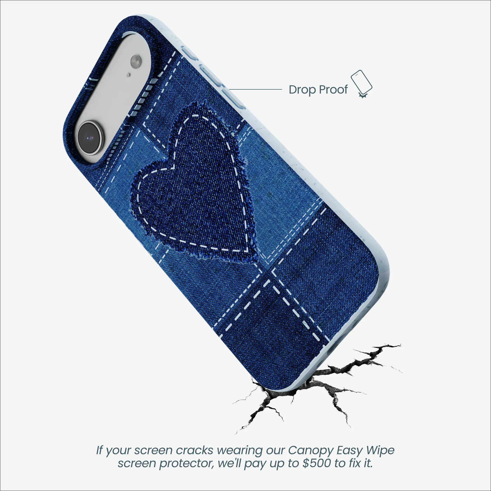 Powder Blue Denim Heart iPhone Air Case - Image 5