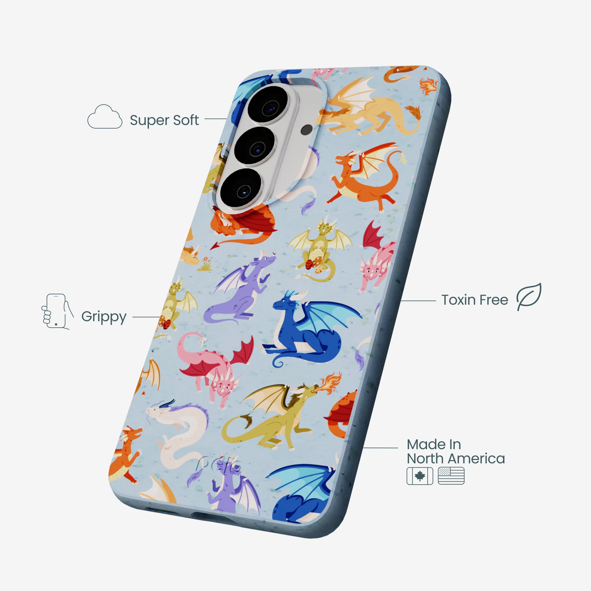Powder Blue Dragon Cuties Samsung Galaxy S26 Case - Image 3