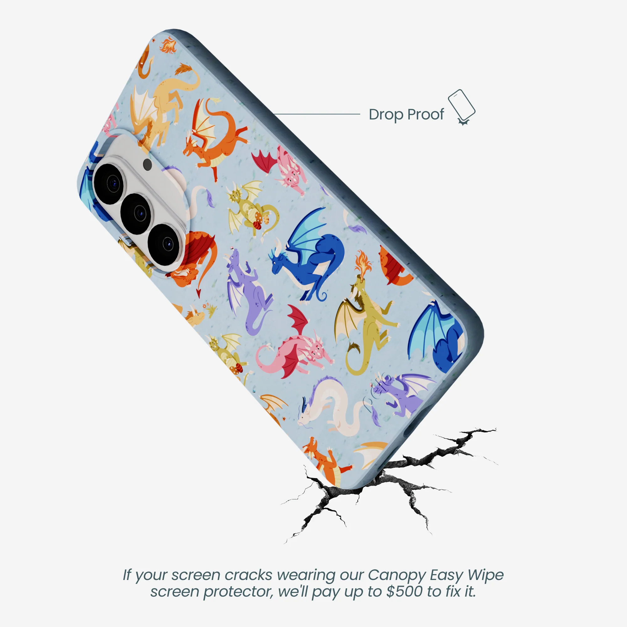 Powder Blue Dragon Cuties Samsung Galaxy S26 Case - Image 4