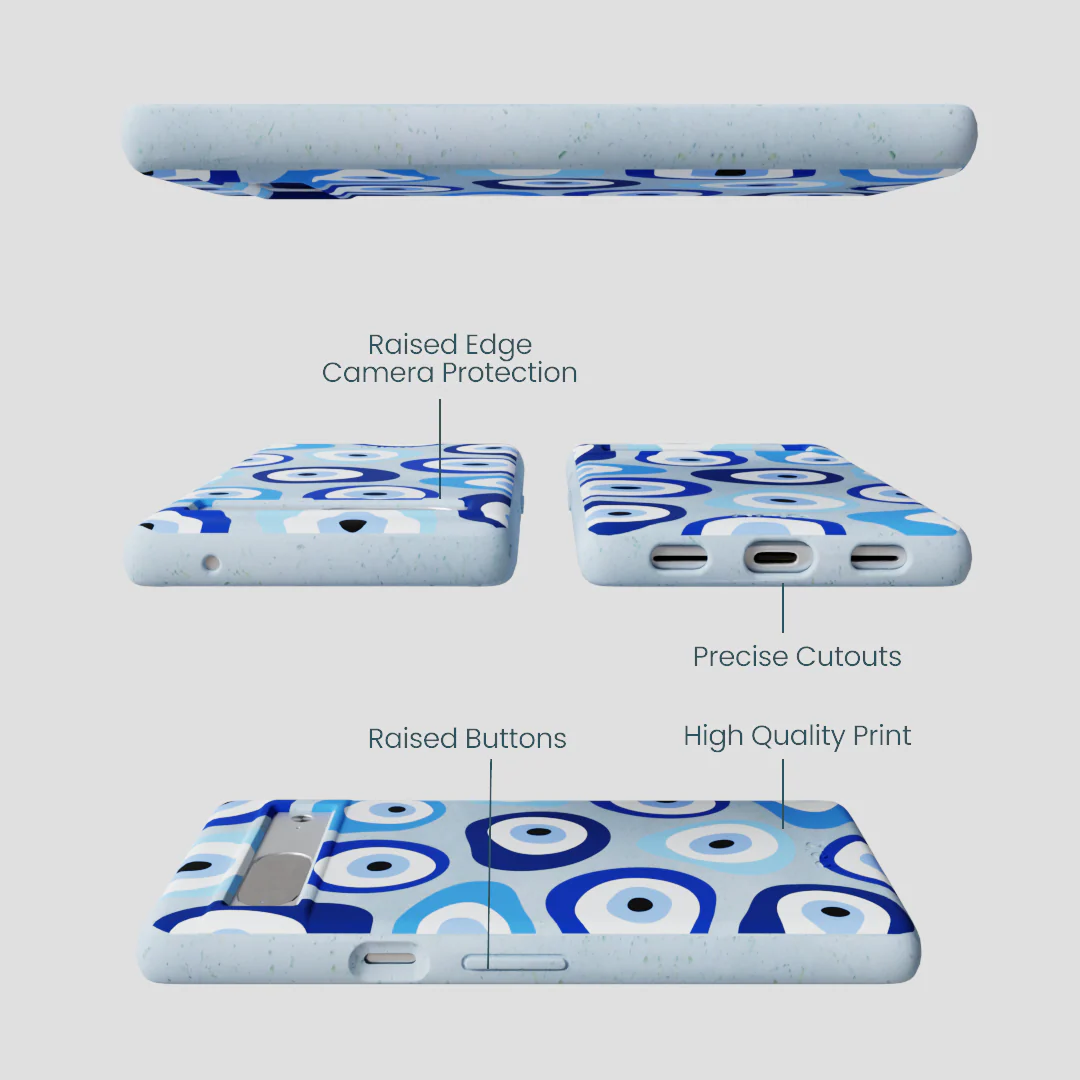 Powder Blue Evil Eye Google Pixel 7a Case - Image 3
