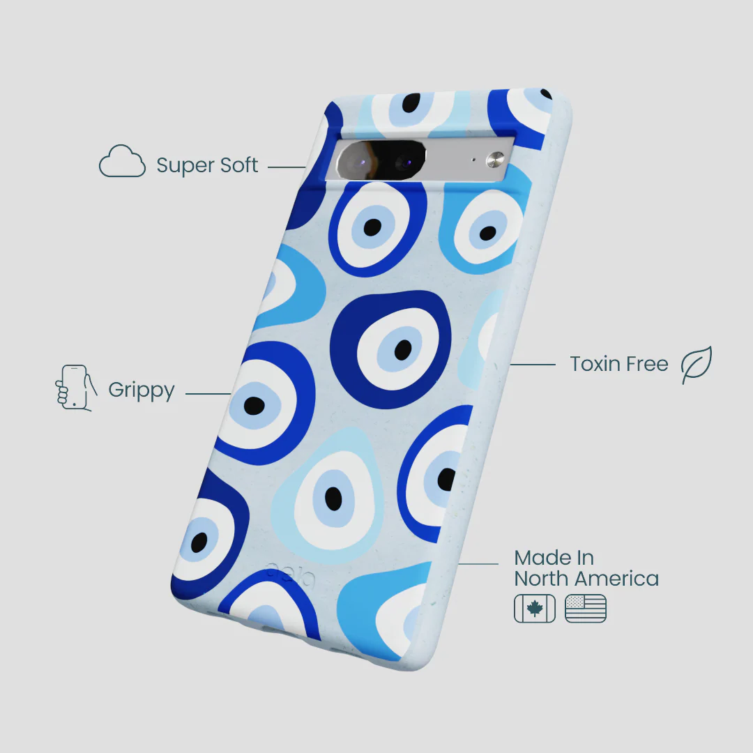 Powder Blue Evil Eye Google Pixel 7a Case - Image 4