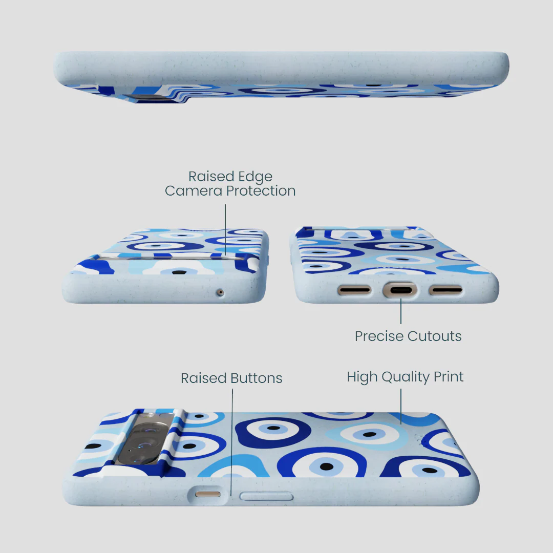 Powder Blue Evil Eye Google Pixel 8 Pro Case - Image 3