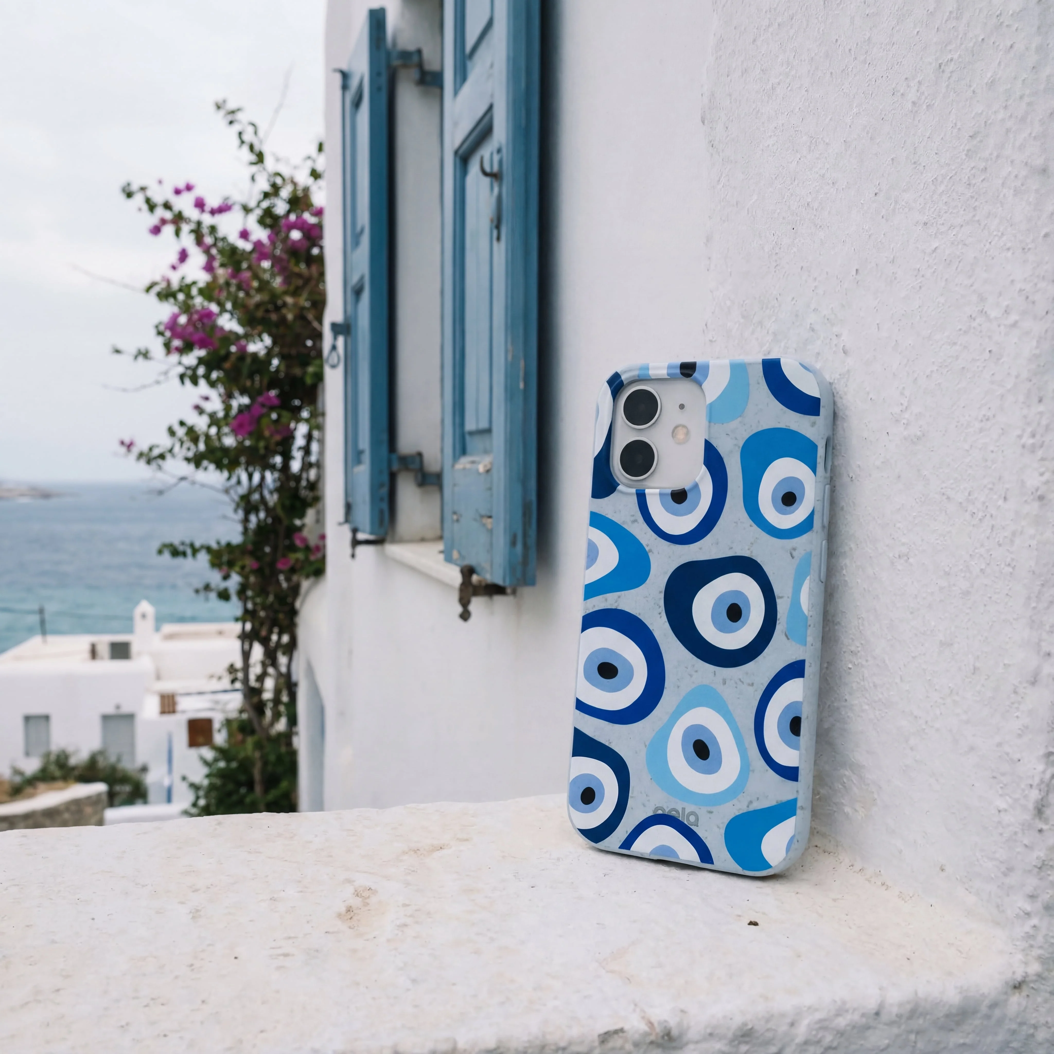 Powder Blue Evil Eye iPhone 14 Plus Case - Image 2