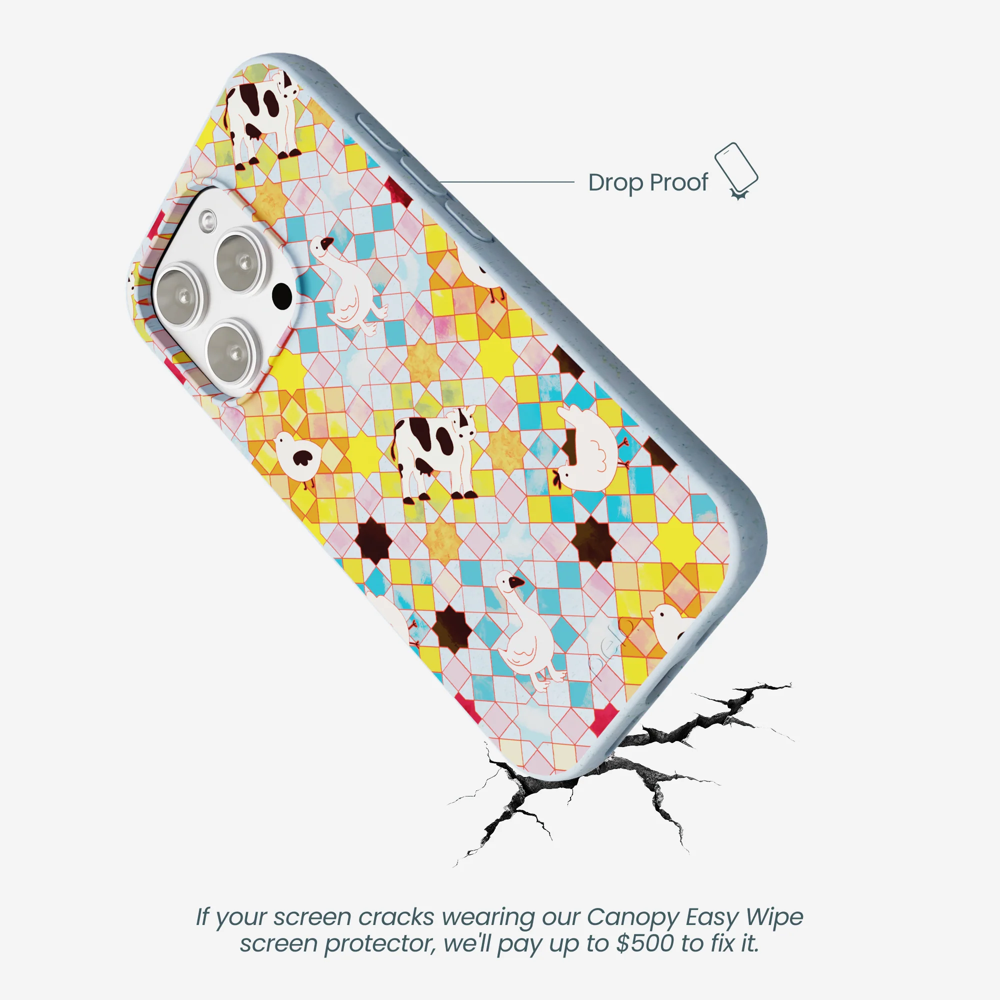 Powder Blue Farmers Mosaic iPhone 16 Pro Max Case - Image 5