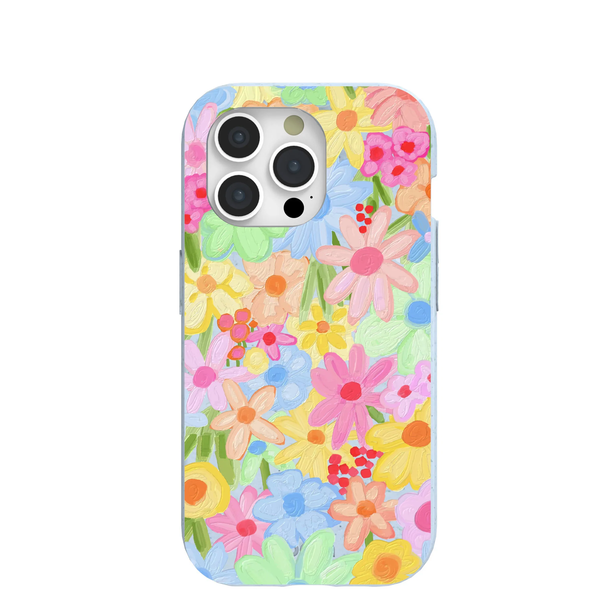 Powder Blue Flora Foam iPhone 15 Pro Case