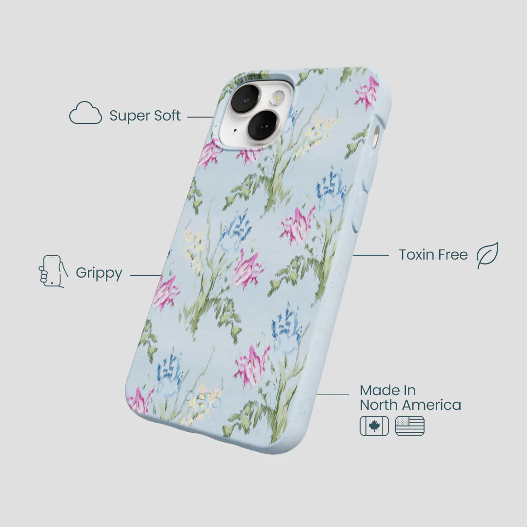 Powder Blue Floral Tapestry iPhone 13 Case - Image 4