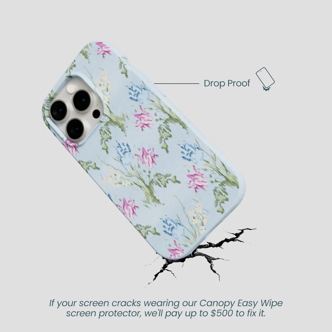 Powder Blue Floral Tapestry iPhone 15 Pro Case - Image 5