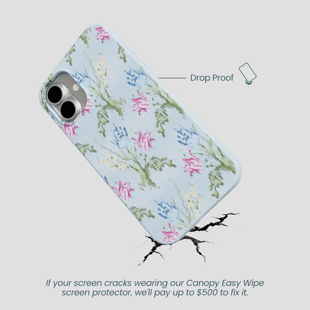Powder Blue Floral Tapestry iPhone 16 Plus Case - Image 5