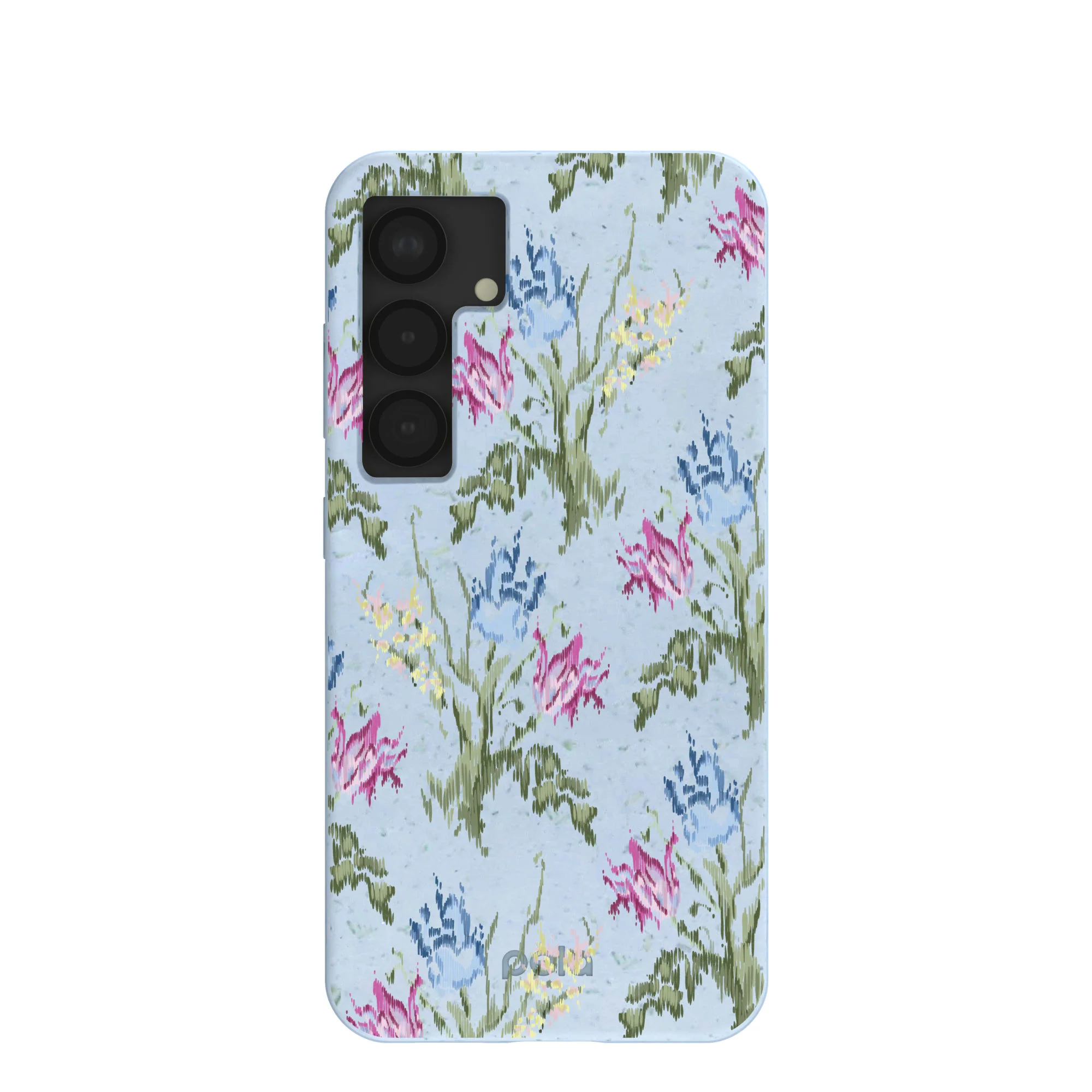 Powder Blue Floral Tapestry Samsung Galaxy S25 Case