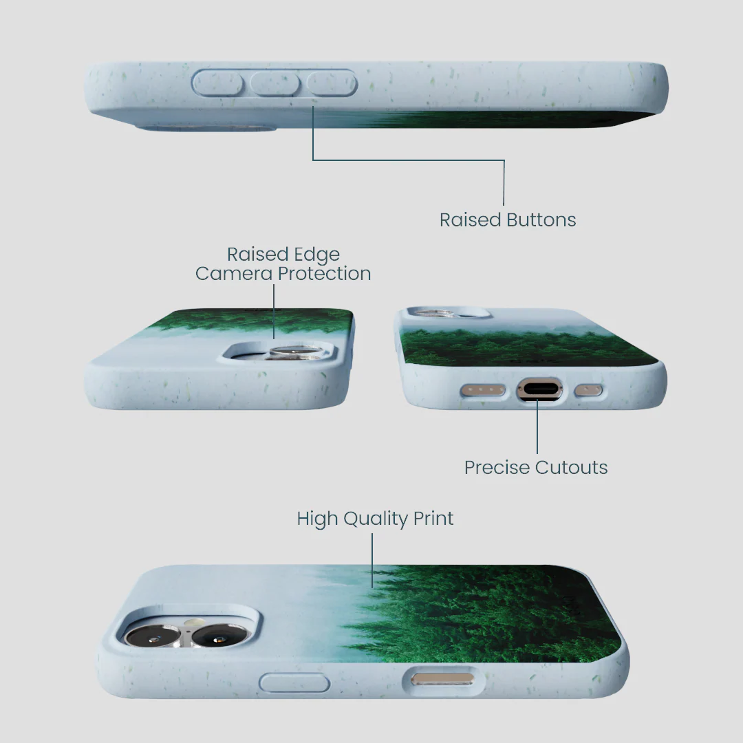 Powder Blue Forest Mist iPhone 16 Case - Image 3