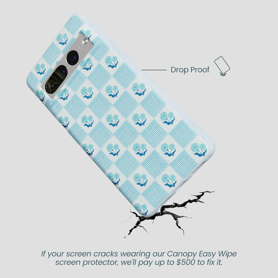 Powder Blue Garden Grid Google Pixel 7 Pro Case - Image 4