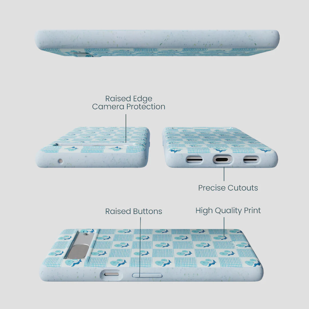 Powder Blue Garden Grid Google Pixel 7a Case - Image 2