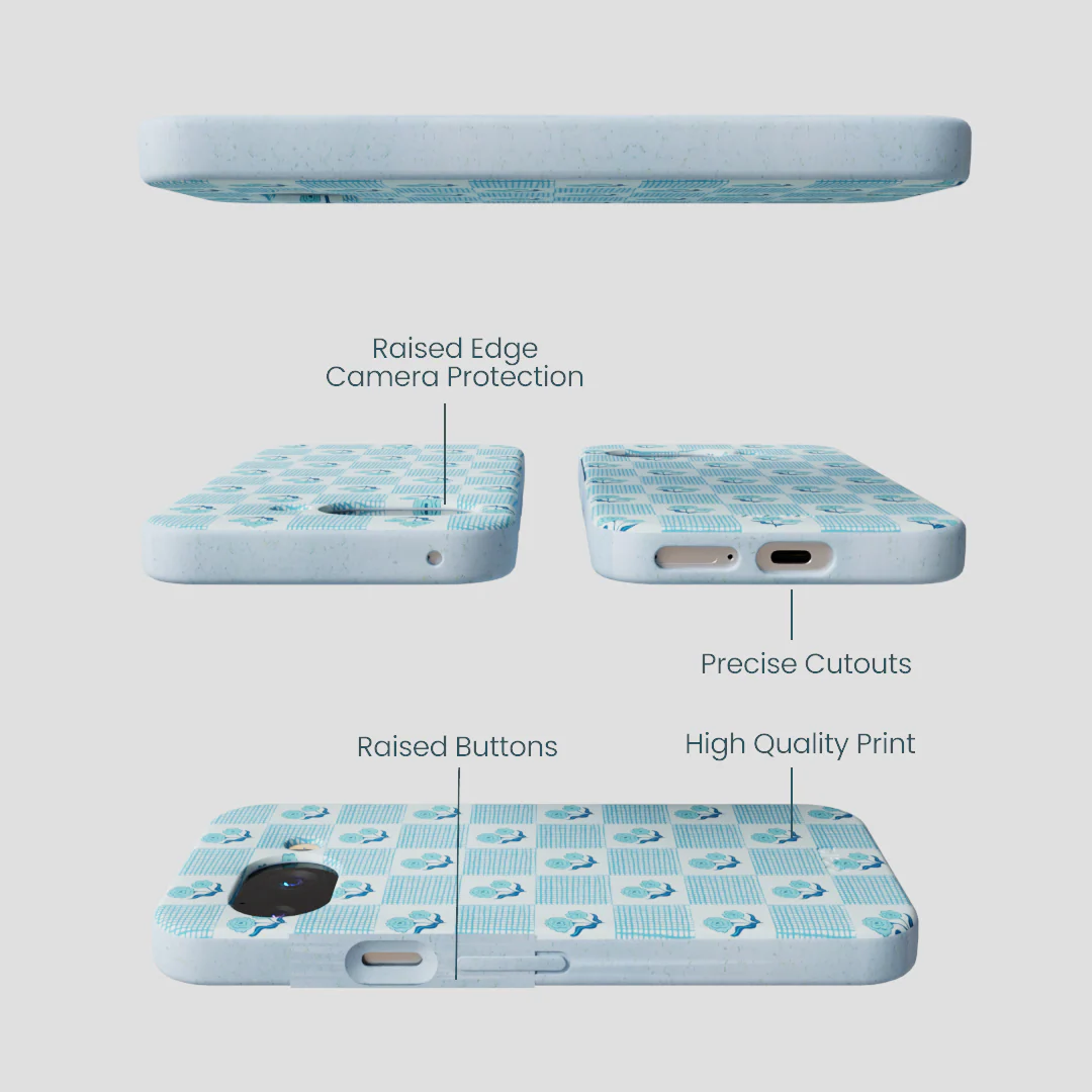 Powder Blue Garden Grid Google Pixel 9a Case - Image 2