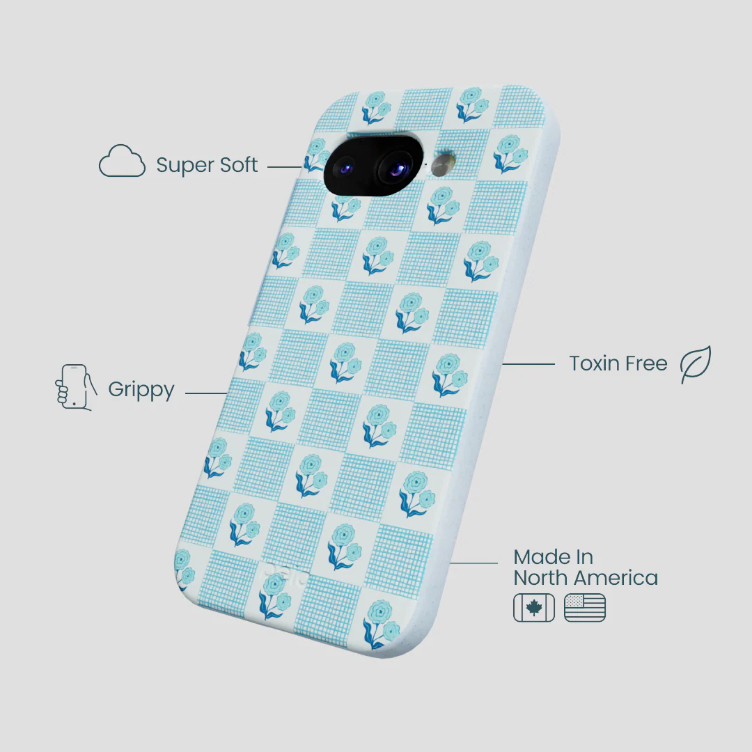 Powder Blue Garden Grid Google Pixel 9a Case - Image 3