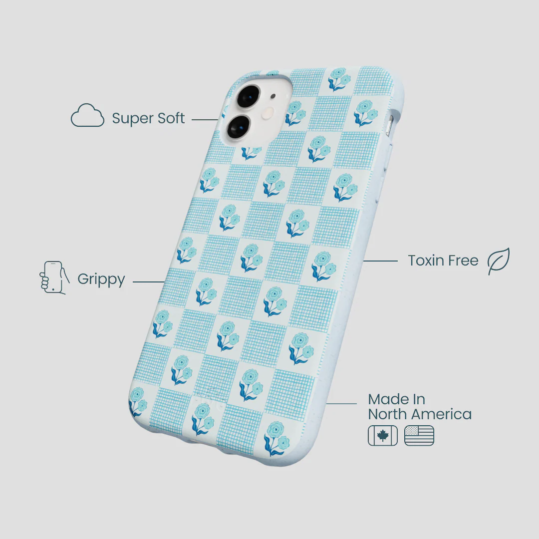 Powder Blue Garden Grid iPhone 11 Case - Image 3