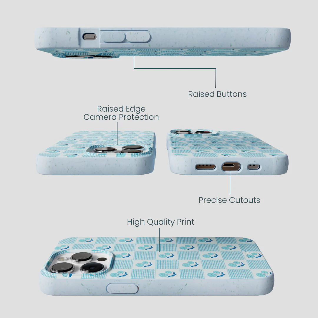 Powder Blue Garden Grid iPhone 13 Pro Max Case - Image 2
