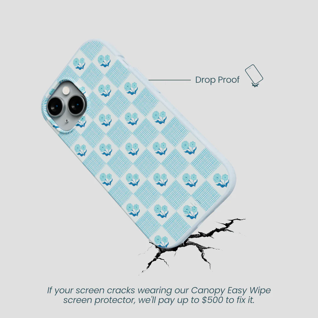 Powder Blue Garden Grid iPhone 15 Case - Image 4