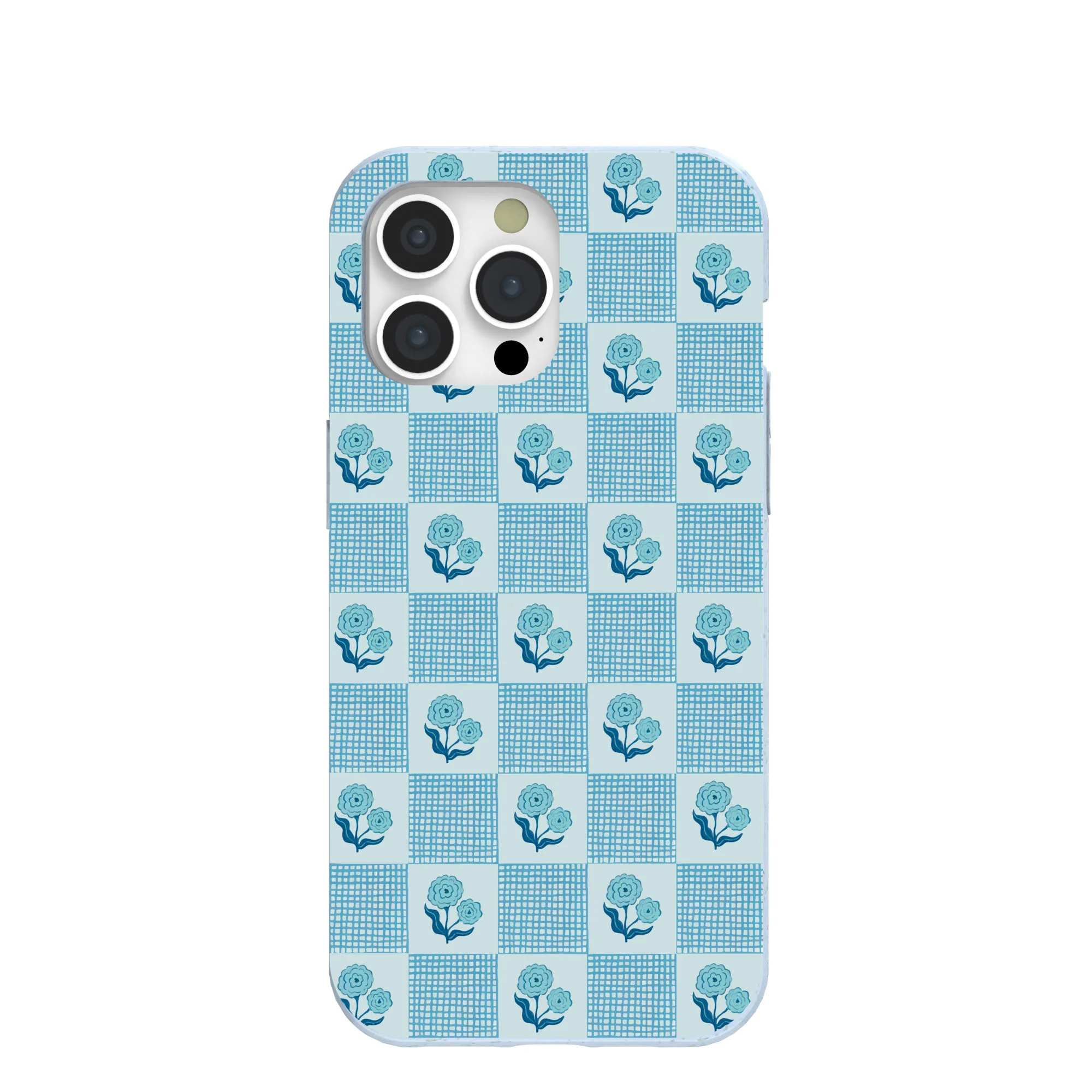 Powder Blue Garden Grid iPhone 15 Pro Max Case